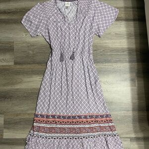 Knox Rose Purple and Red Patterned Maxi Dress with pockets